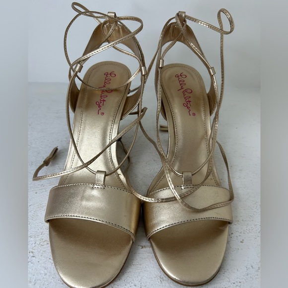 Lilly Pulitzer Gold Strappy Wedges NWOT - Picture 8 of 9